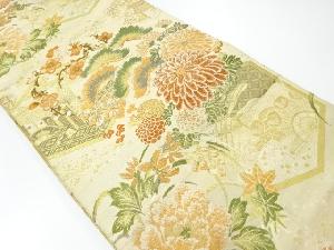 アンティーク　亀甲に花丸紋様織出し丸帯（材料）